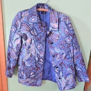 Jones New York Blue and Purple Paisley Blazer
